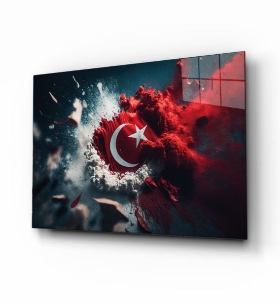 Patlama%20İçinde%20Doğan%20Türk%20Bayrağı%20Cam%20Tablo