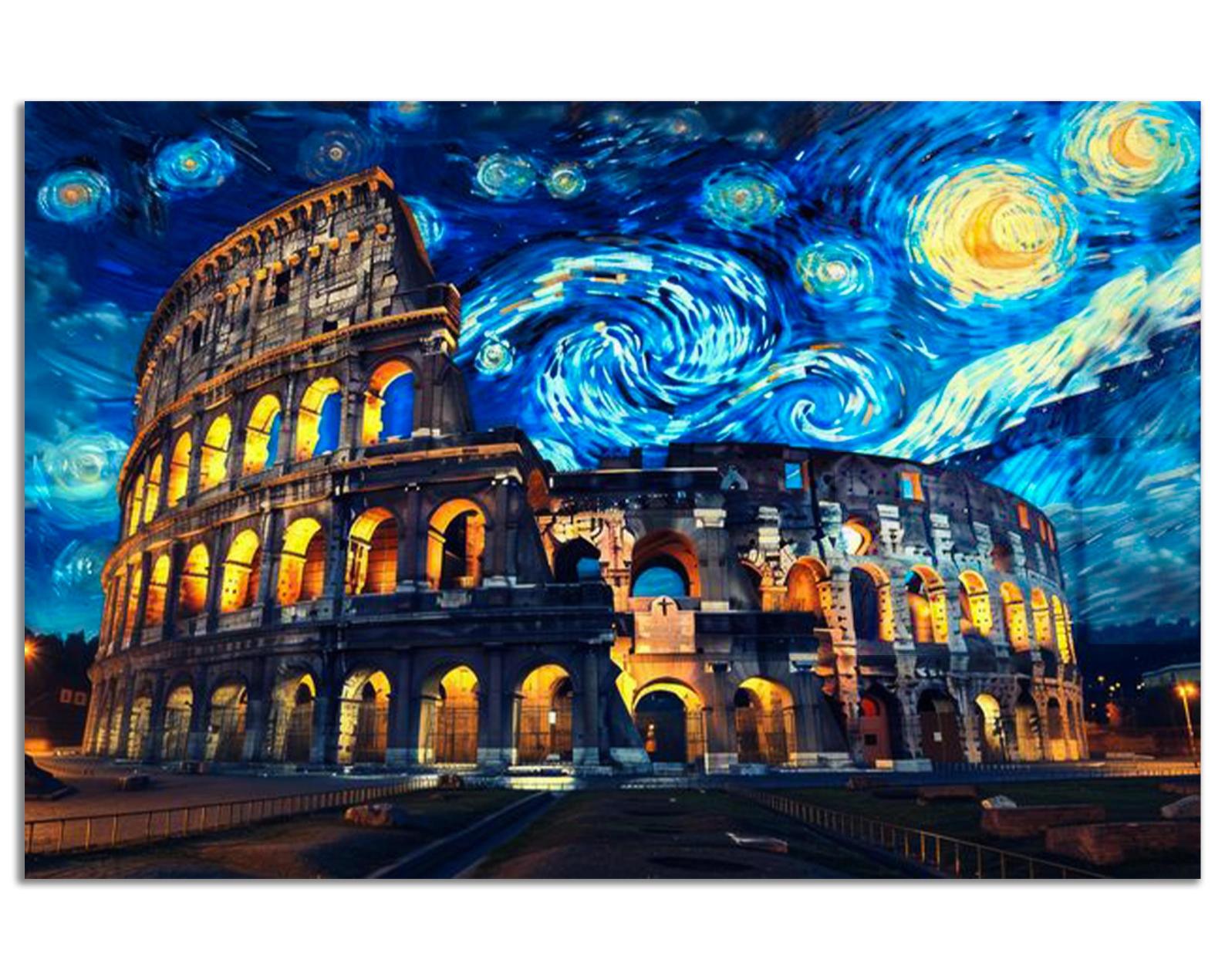 Colosseum%20ve%20Yıldızlı%20Gece%20Cam%20Tablo
