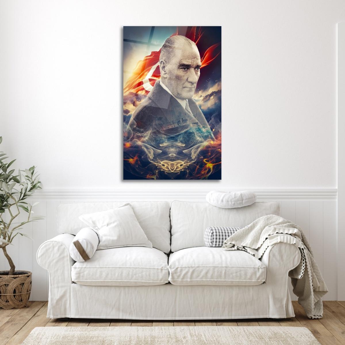 Renkli%20Atatürk%20ve%20Bayrak%20Cam%20Tablo