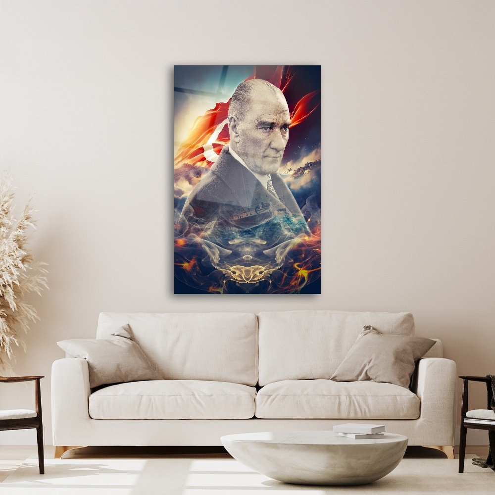 Renkli%20Atatürk%20ve%20Bayrak%20Cam%20Tablo