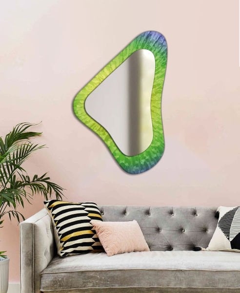 Asimetrik%20Parlak%20Yeşil%20Renk%20Baskılı%20Dekoratif%20Ayna