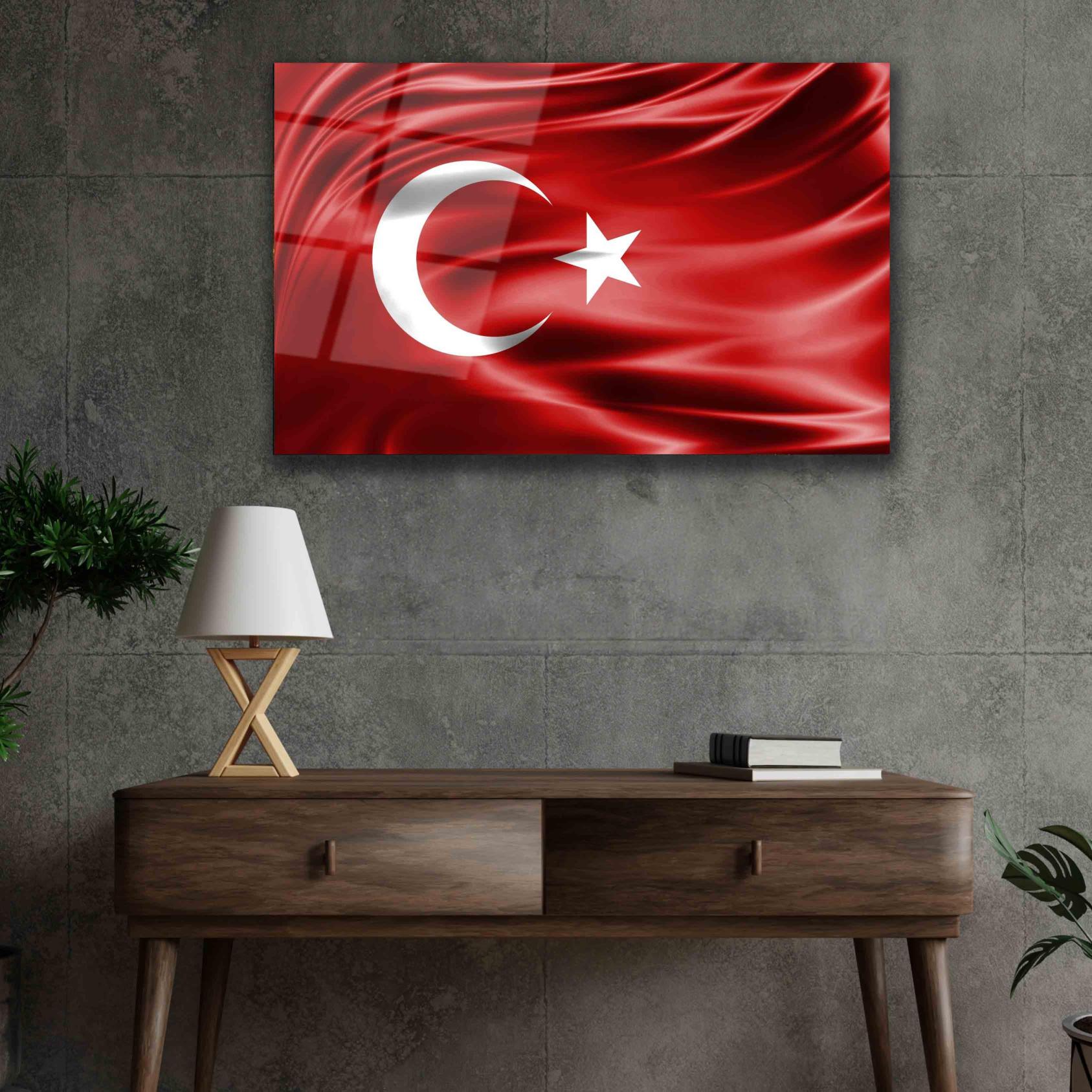 Kırmızı%20Dalgalanan%20Türk%20Bayrağı%20Cam%20Tablo