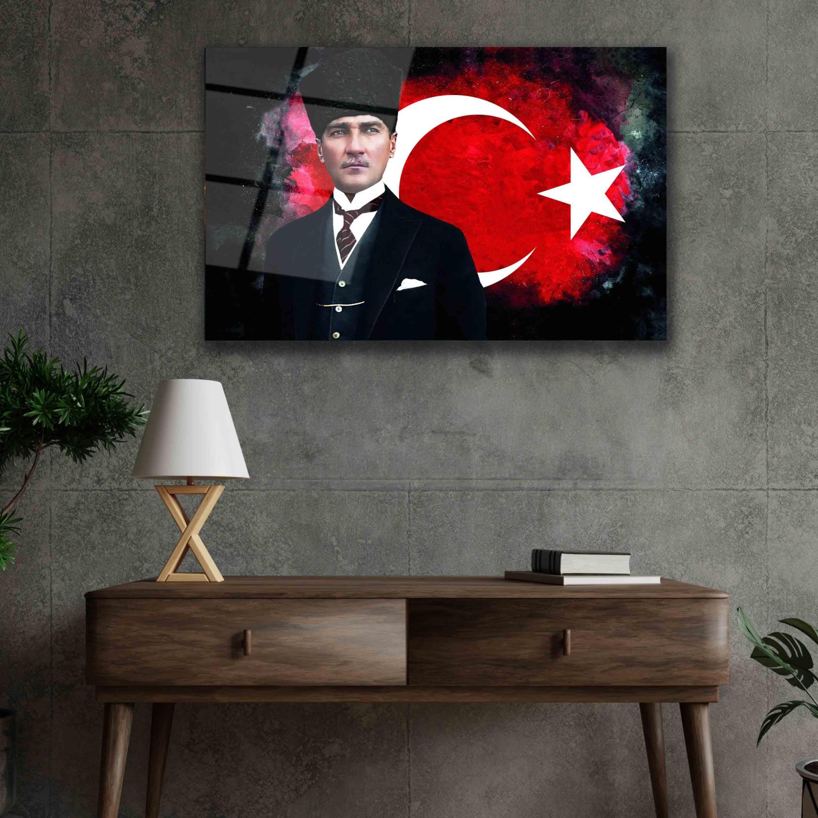 Atatürk%20ve%20Türk%20Bayrağı%20Büyük%20Cam%20Tablo