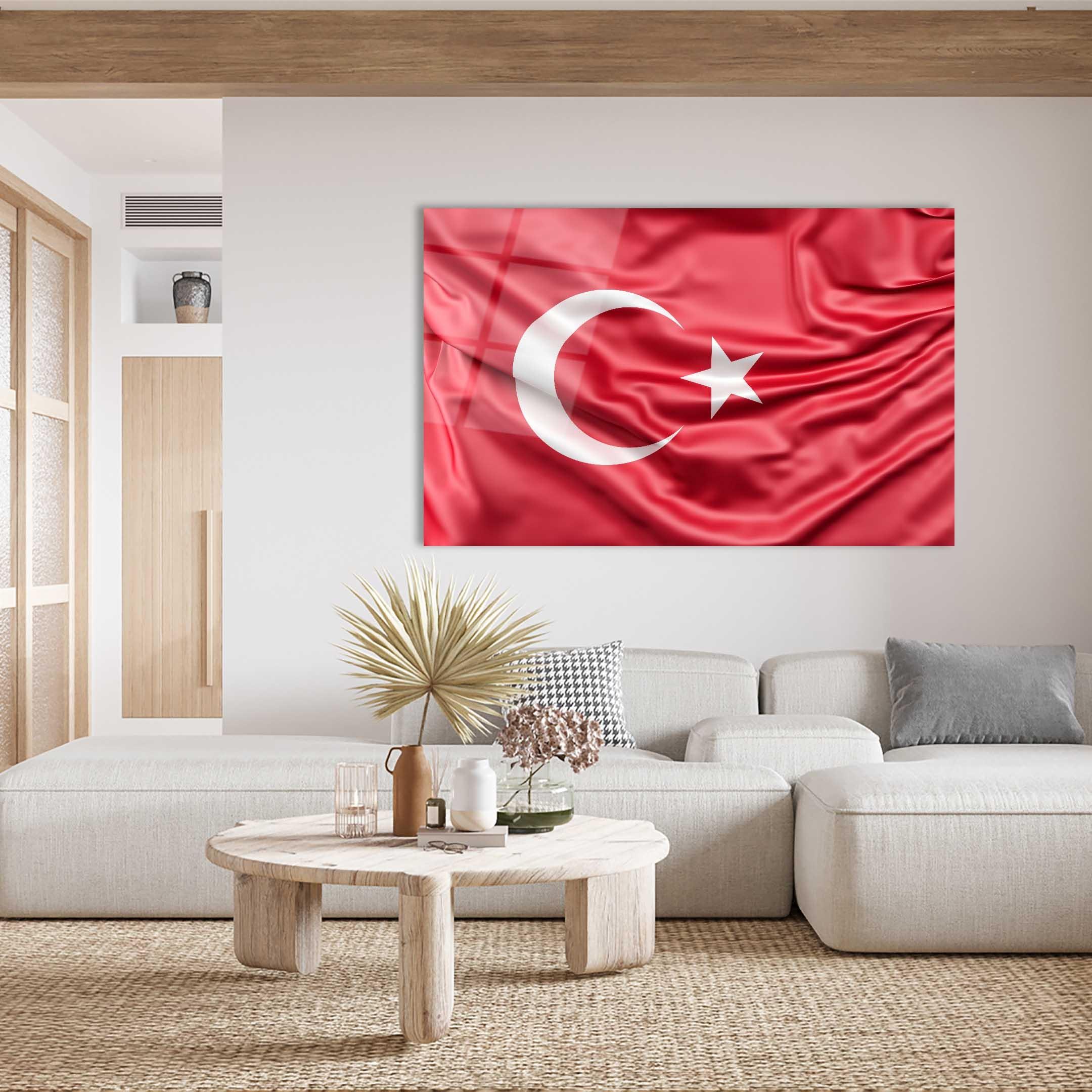 Kırmızı%20Dalgalı%20Türk%20Bayrağı%20Modern%20Cam%20Tablo
