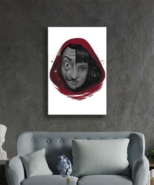 Dikey%20La%20Casa%20De%20Papel%20Kadın%20Cam%20Tablo