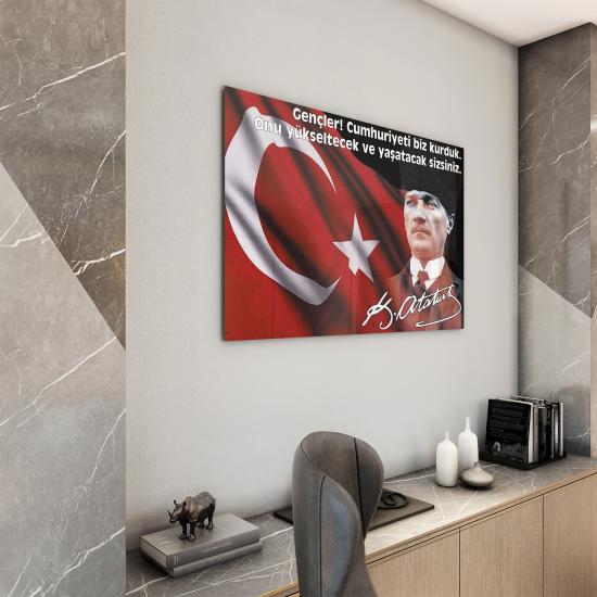 Atatürk Sözleri Cam Tablo