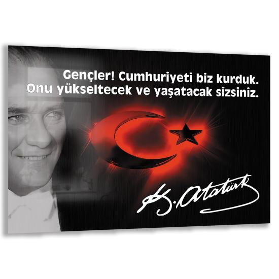 Atatürk Sözleri Cam Tablo