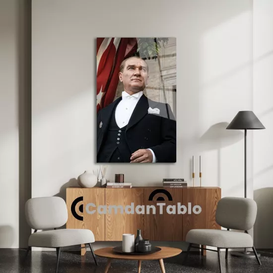 Atatürk Temalı Cam Tablo
