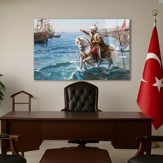 İstanbul’un Fethi - Fatih Sultan Mehmet Cam Tablo