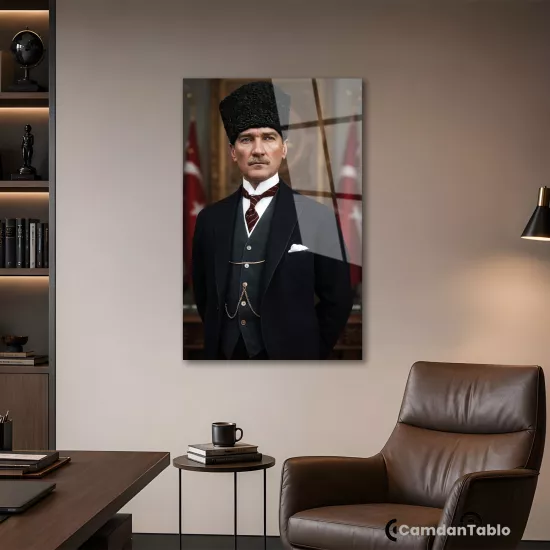 Atatürk Temalı Cam Tablo
