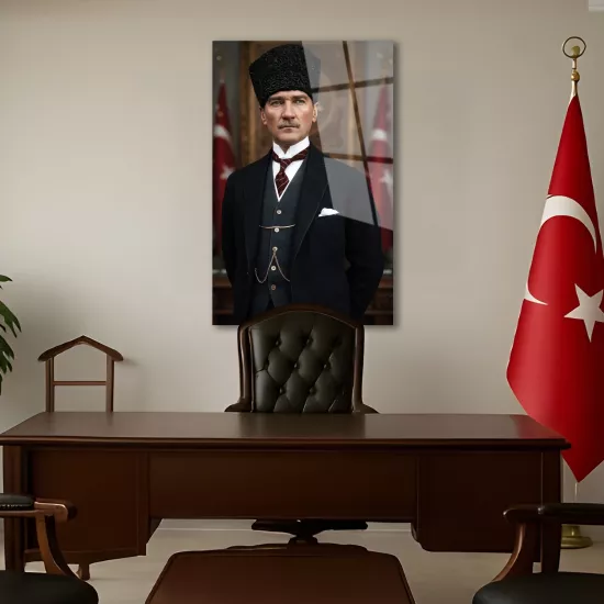 Atatürk Temalı Cam Tablo