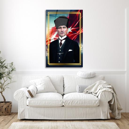 Atatürk ve Bayrak Cam Tablo