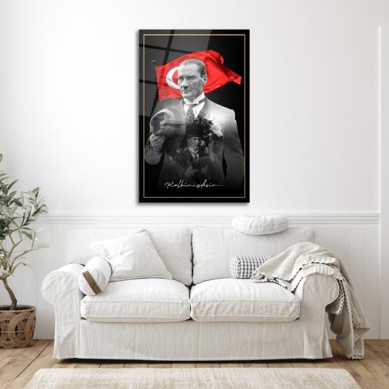 Atatürk ve Bayrak Cam Tablo