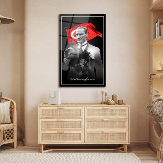 Atatürk ve Bayrak Cam Tablo