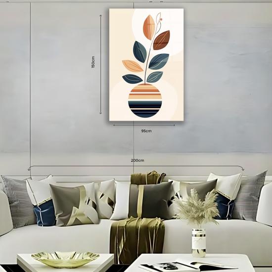 Dikey Çiçek Desenli Minimalist Duvar Dekoru