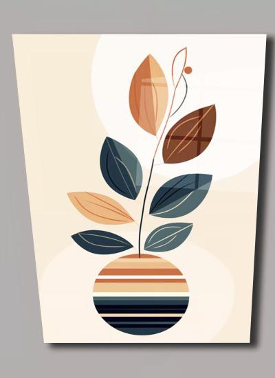 Dikey Çiçek Desenli Minimalist Duvar Dekoru