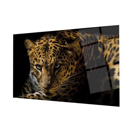 Leopar Hayvan Tasarımlı Dayanıklı Cam Tablo