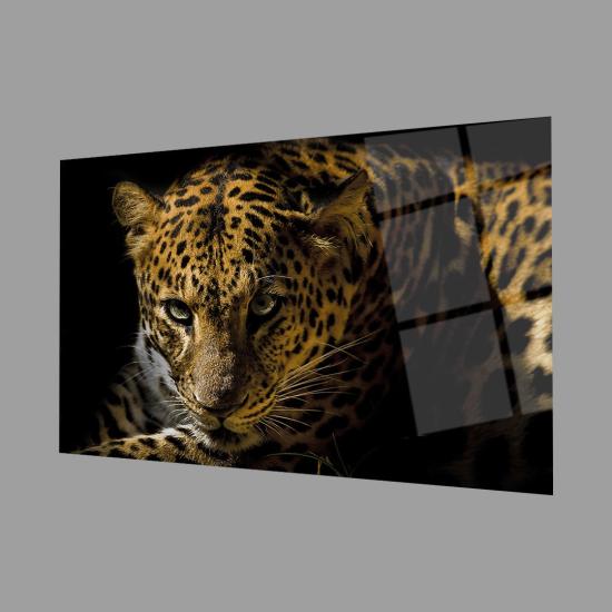 Leopar Hayvan Tasarımlı Dayanıklı Cam Tablo
