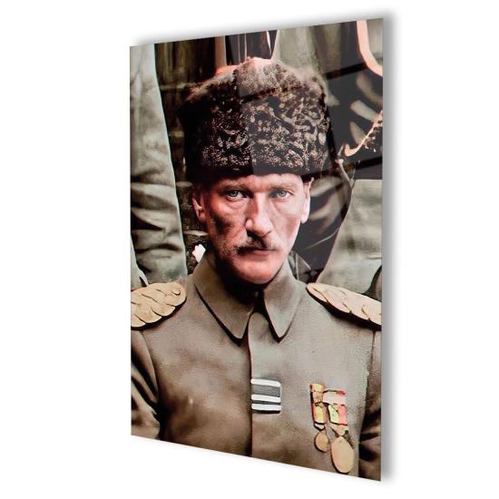 Dikey Atatürk Siluet Tasarım Cam Tablo