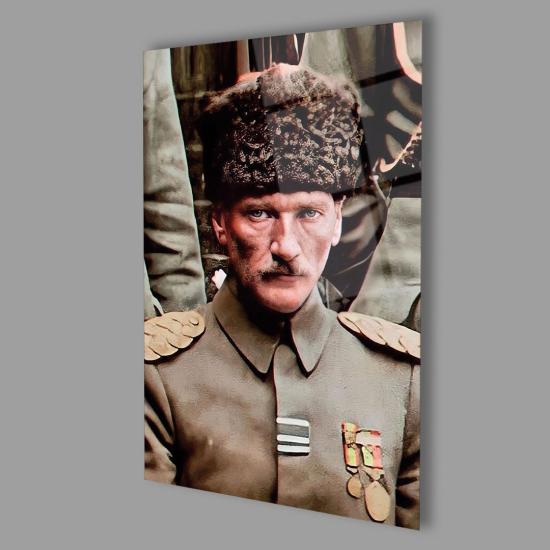 Dikey Atatürk Siluet Tasarım Cam Tablo