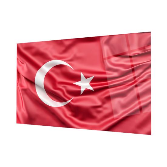 Kırmızı Dalgalı Türk Bayrağı Modern Cam Tablo