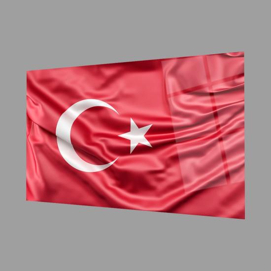 Kırmızı Dalgalı Türk Bayrağı Modern Cam Tablo
