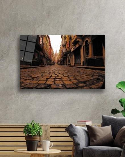 Arnavut Kaldırımlı Sokak ve Galata Cam Tablo