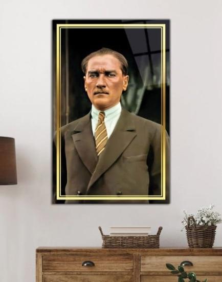 Atatürk Portre Cam Tablo Hediyelik Büyük Cam Tablo