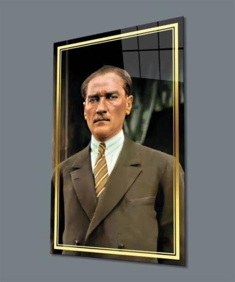 Atatürk Portre Cam Tablo Hediyelik Büyük Cam Tablo