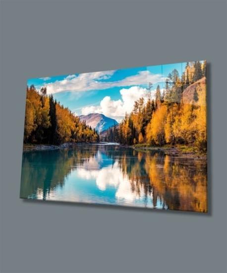 Göl ve Manzara Temalı Cam Tablo