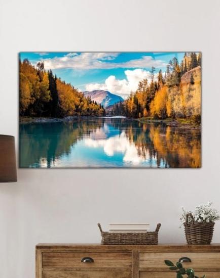 Göl ve Manzara Temalı Cam Tablo