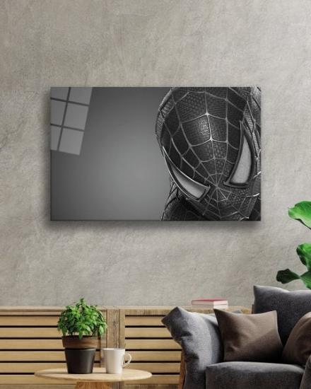 Siyah Beyaz Spiderman Cam Tablo