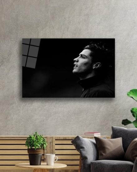 Siyah Beyaz Cristiano Ronaldo Cam Tablo
