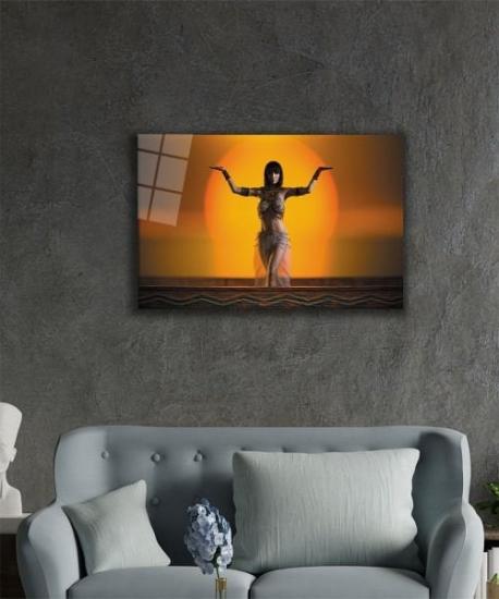 Mısır Kraliçesi Temalı Cam Tablo