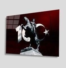 Yatay Atatürk ve 100. Yıl Temalı Cam Tablo
