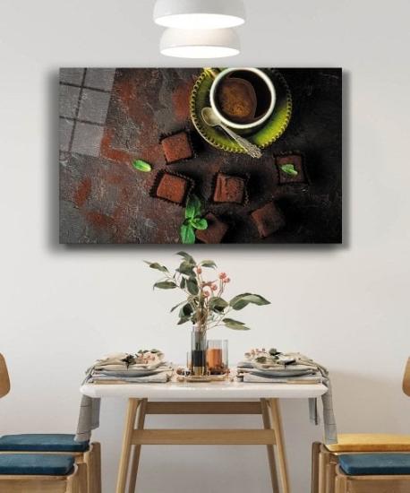 Kahve ve Çikolata Temalı Cam Tablo
