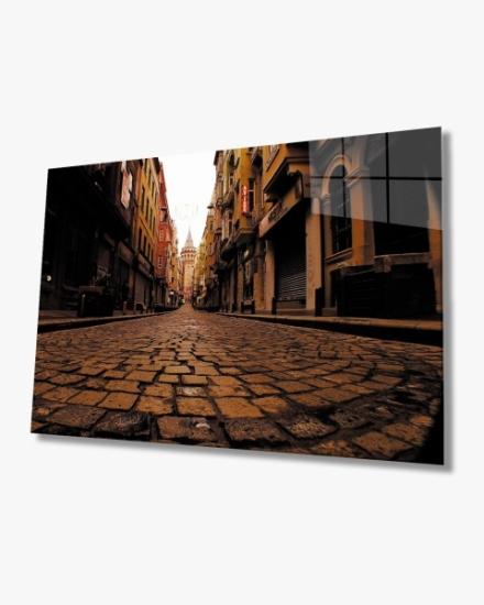 Arnavut Kaldırımlı Sokak ve Galata Cam Tablo