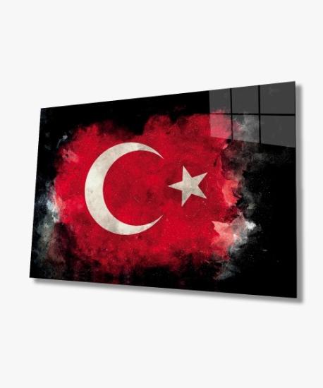 Siyah Fonlu Modern Ay Yıldız Cam Tablo