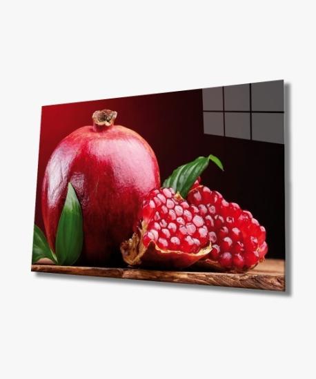 Nar Temalı Modern Cam Tablo
