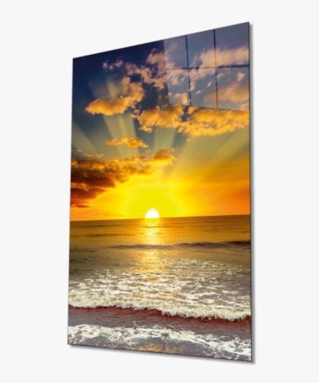 Dikey Gün Batımı ve Deniz Cam Tablo