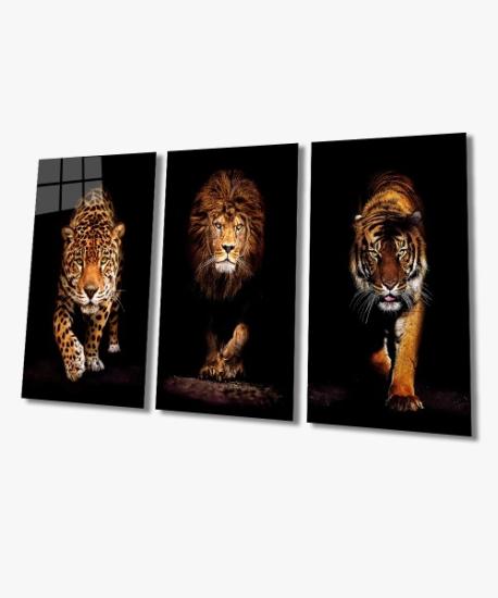 Aslan, Kaplan ve Jaguar 3’lü Cam Tablo