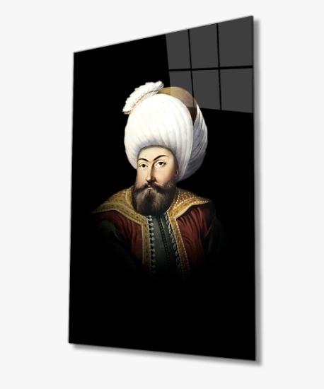 Dikey Osman Gazi Temalı Cam Tablo