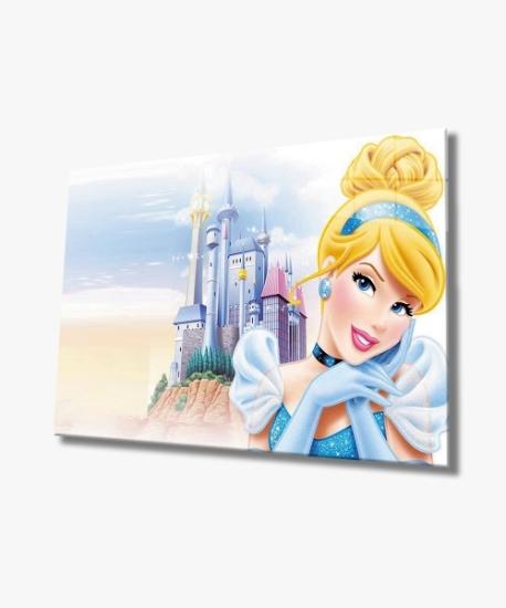 Yatay Sindirella  Disney Prensesi Cam Tablo