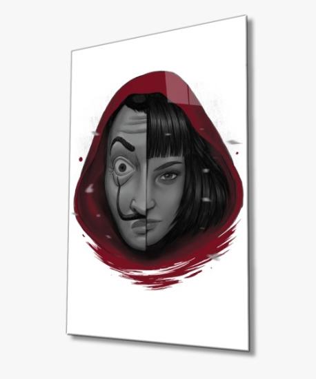 Dikey La Casa De Papel Kadın Cam Tablo