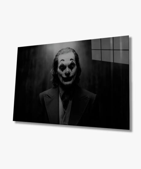 Siyah Beyaz Joker Temalı Cam Tablo