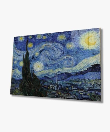 Yatay Vincent van Gogh Temalı Cam Tablo