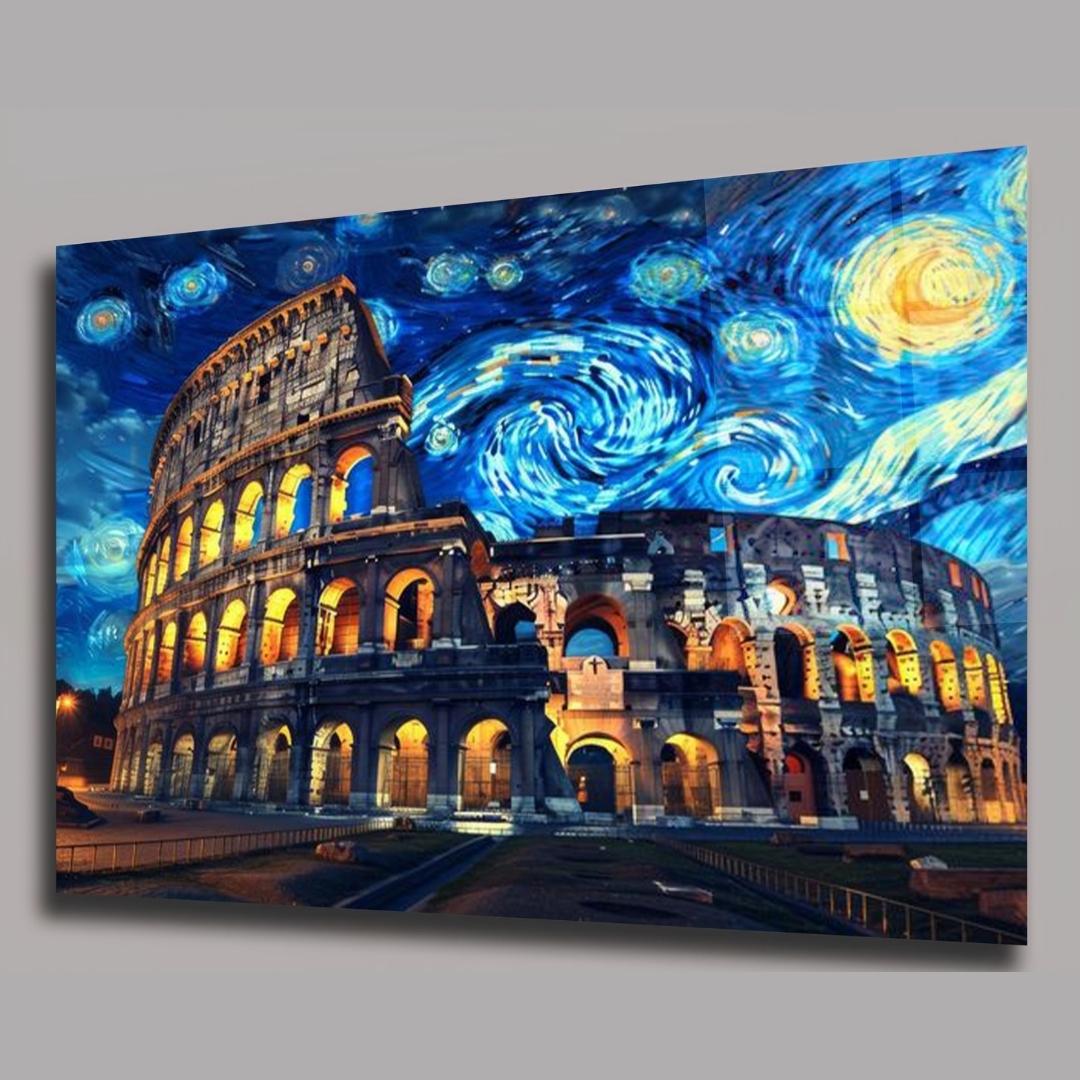 Colosseum%20ve%20Yıldızlı%20Gece%20Cam%20Tablo