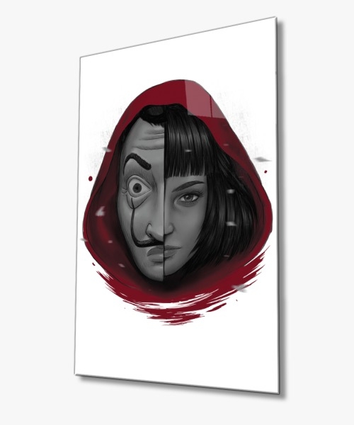 Dikey%20La%20Casa%20De%20Papel%20Kadın%20Cam%20Tablo